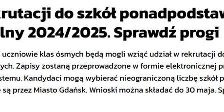 Nabór 2024_2025 - artykuł na stronie gdansk.pl (10 maja 2024 r.)